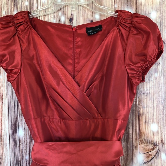 Max & Cleo Orange Red Ruffle Hem Dress - Picture 3 of 8